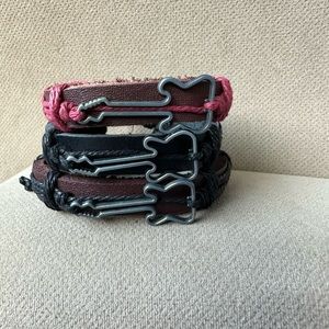 3 pc Unisex Guitar PU Leather Bracelets